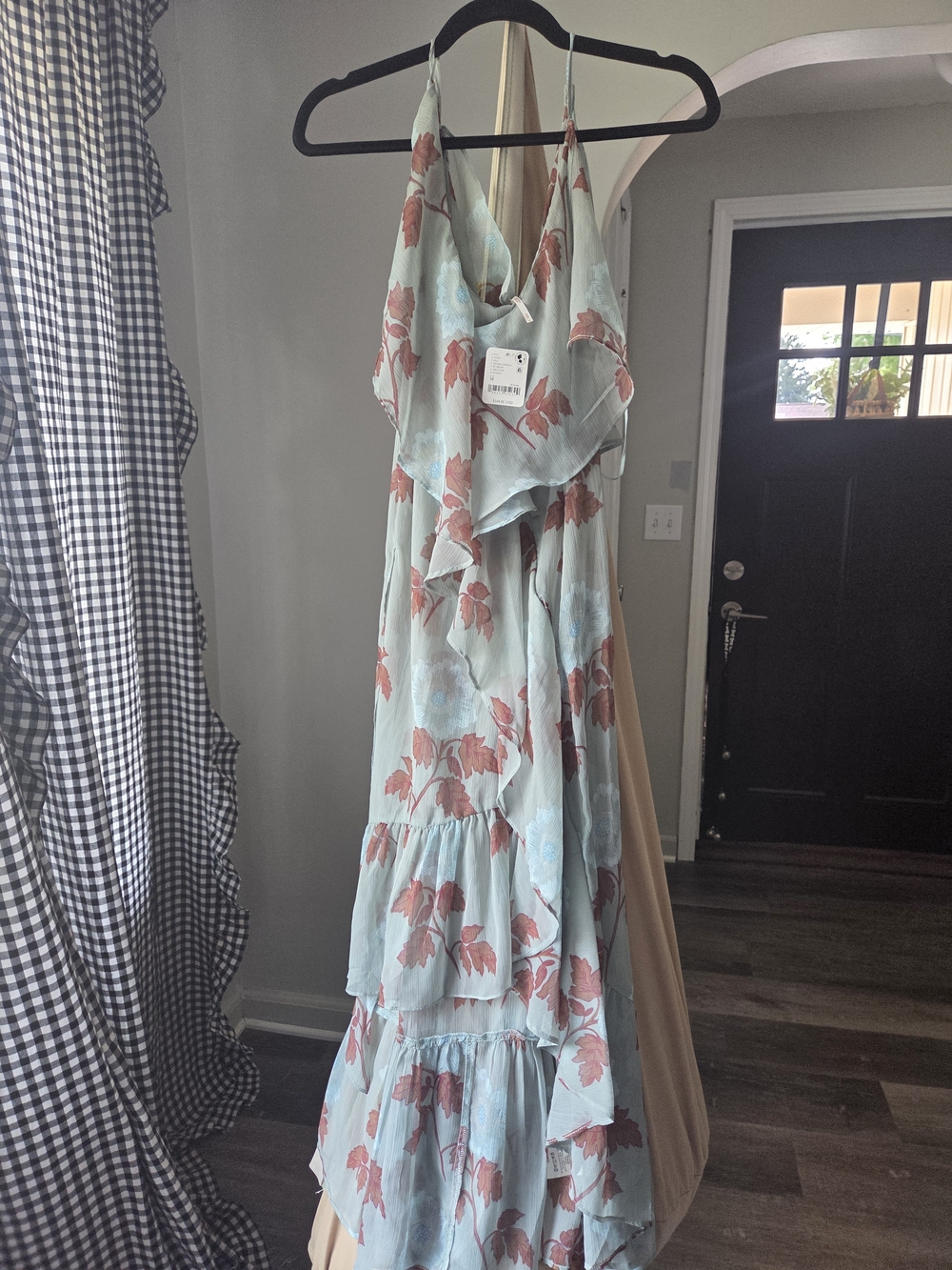 Free People Sheer Floral Ruffle Tiered Maxi Dress - Light Blue